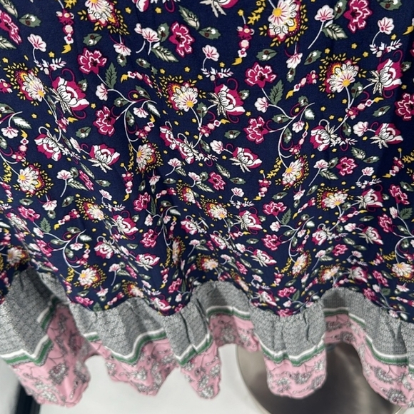 Buenos Ninos Sz XXL Spaghetti strap floral pattern Navy Maxi Dress - Picture 6 of 7